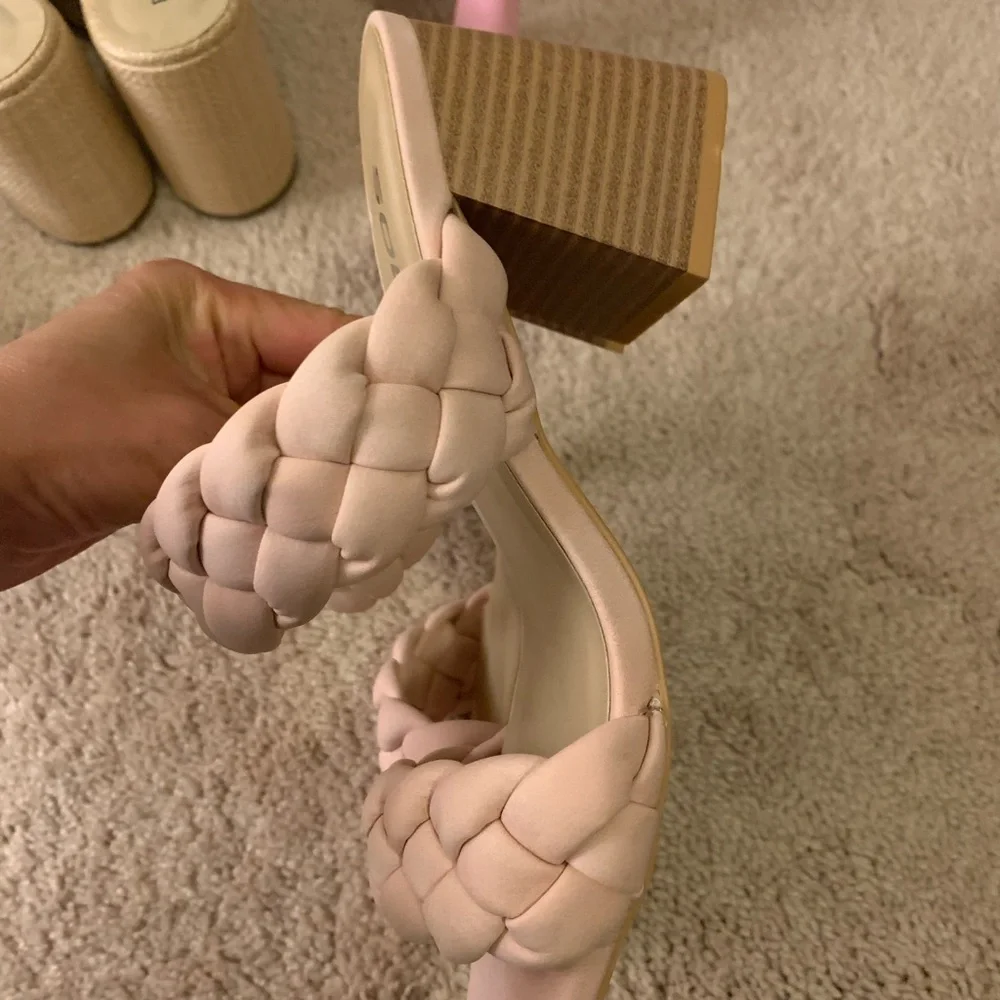NWOB Soda Women's Blush Braided Heels - Picture 3 of 4